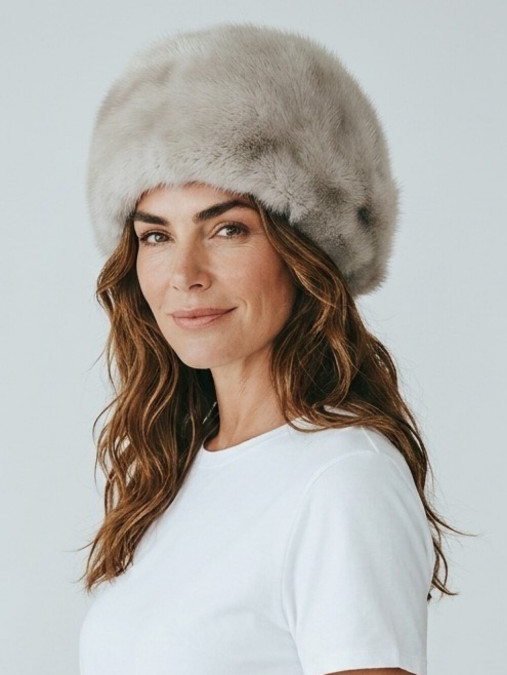 Lux Fur Russian-Style Hat in Light Taupe 1013